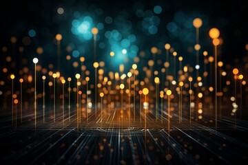 Vibrant abstract bokeh background with futuristic technology elements in a variety of bright colors