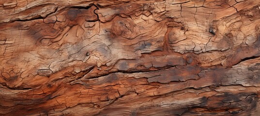 Close up of aged tree bark trunk with captivating wooden background and intricate textures