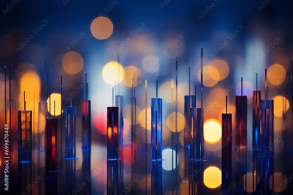 Poster vibrant abstract bokeh background with futuristic technology elements in bright colors