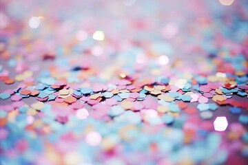 Dynamic bokeh with colorful confetti and party elements, a lively celebratory background - obrazy, fototapety, plakaty