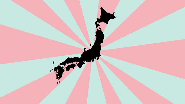 Animation of a Japanese map icon with a rotating background