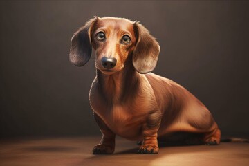 Cute dachsund dog illustration. Generative AI