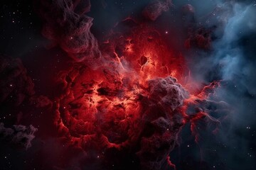 The cosmic nebula is red. Elements of this image were furnished by NASA. Generative AI