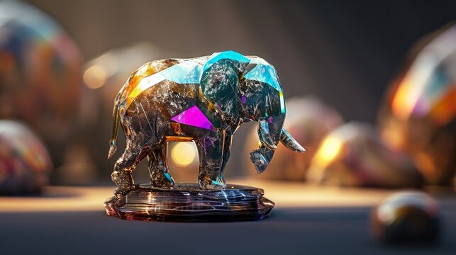 multicolored crystal elefant statue