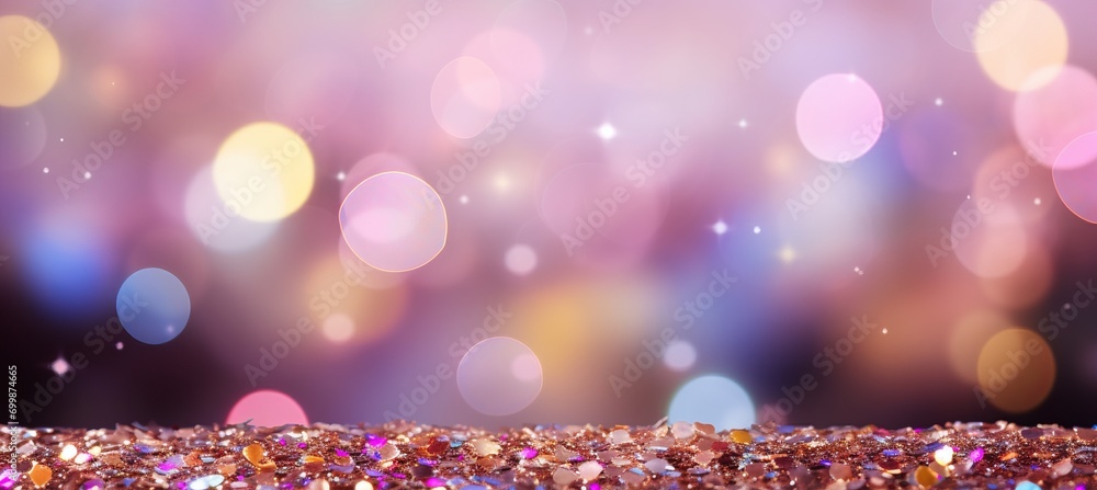 Aufkleber blurred bokeh with colorful confetti and dynamic party elements on vibrant background