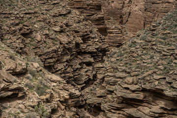 Tapeats Sandstone Ripples Down The Side Of The Canyon Near Monument Creek In Grand Canyon