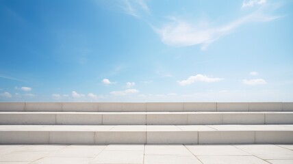 Clear blue sky over a minimalistic white terrace