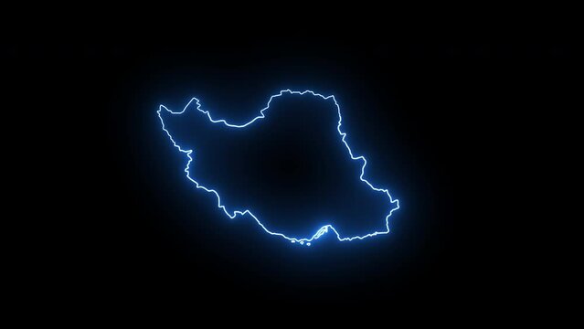 Animated Iranian map icon with a glowing neon effect