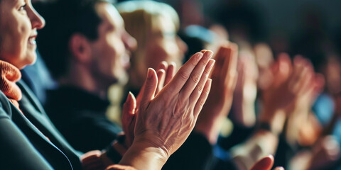 Audience clapping their hands at a large event