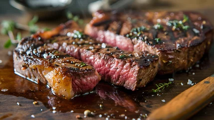 Gartenposter Juicy grilled meat steak © Jan