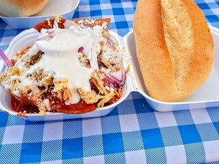 Chilaquiles and bread