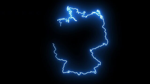 Animated German map icon with a glowing neon effect