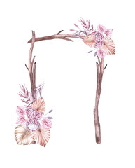 Wedding arch in boho style on a white background