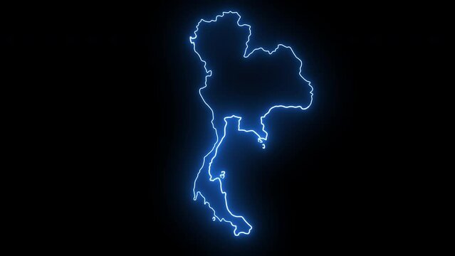 Animated Thailand map icon with a glowing neon effect