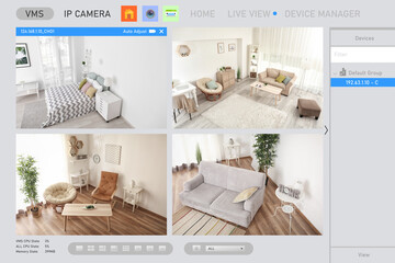 View from CCTV camera on rooms. Smart home