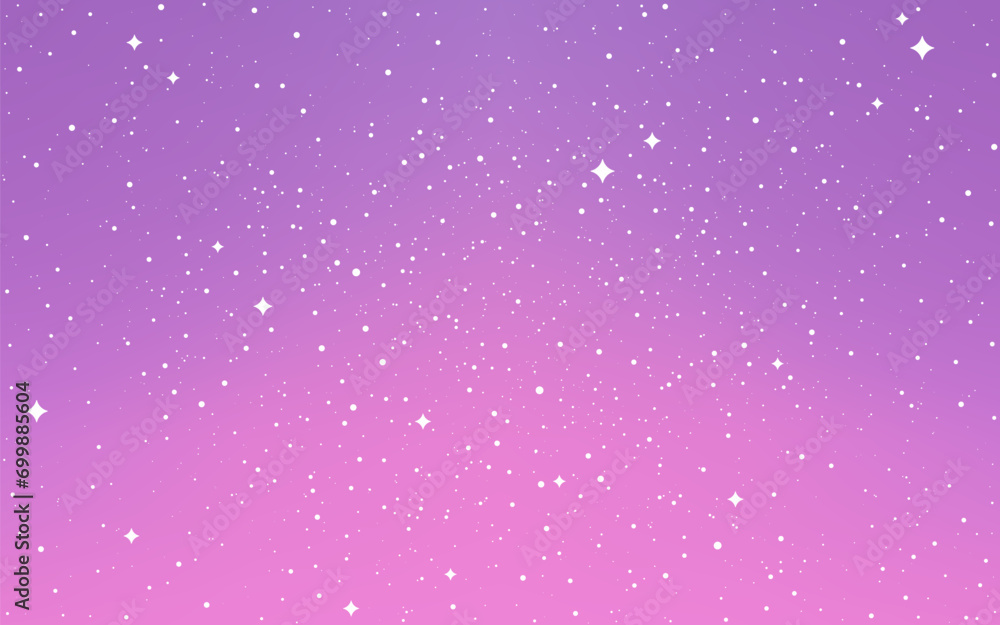 Wall mural flat cosmos. purple background with white stars. cute space background. cartoon universe. color cosm