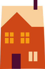 geometric house with orange wall illustration 