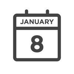 January 8 Calendar Day or Calender Date for Deadlines or Appointment