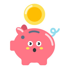 piggy bank icon. Piggy bank with coin vector icon
