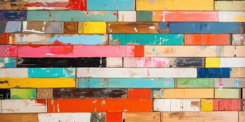 many colorful wood planks in the background, generative AI