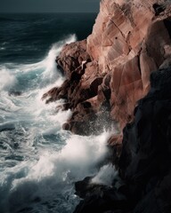 waves hit rocks in the sea