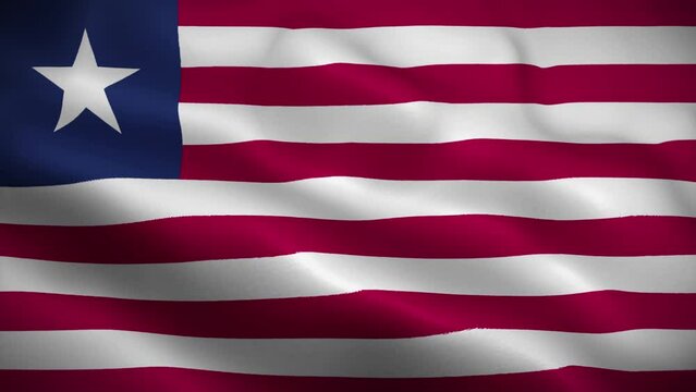 Liberia flag waving animation, perfect loop, official colors, 4K video