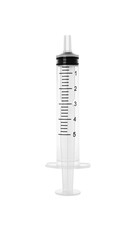 One new medical syringe isolated on white