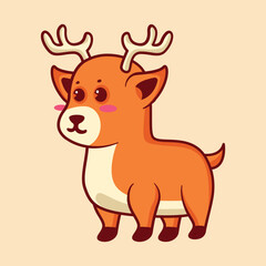 Cute deer cartoon character illustration