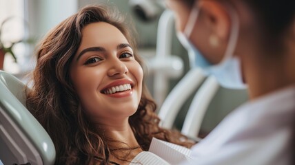 Smiling woman having a dental check-up