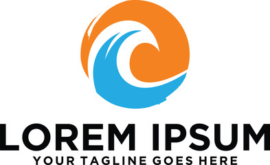 Fototapeta premium Sun and Wave logo design