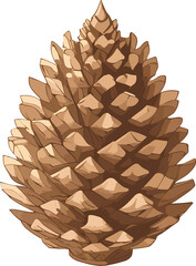 pine tree autumn trail pine cones illustration