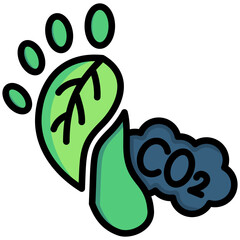 Carbon Footprint lineal multi color icon, related to renewable energy, green energy. use for web, digital and app development