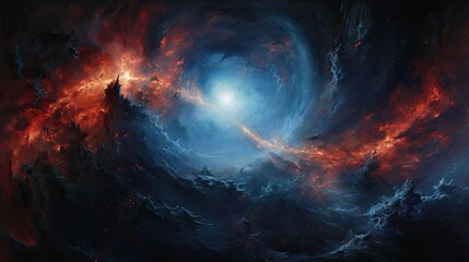 A swirling nebula of stars and gas, illuminated by a distant quasar