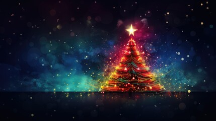 colorful christmas theme background with christmas tree