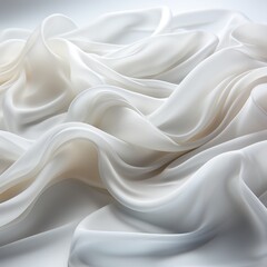 Fototapeta premium White swirling satin fabric waves. 