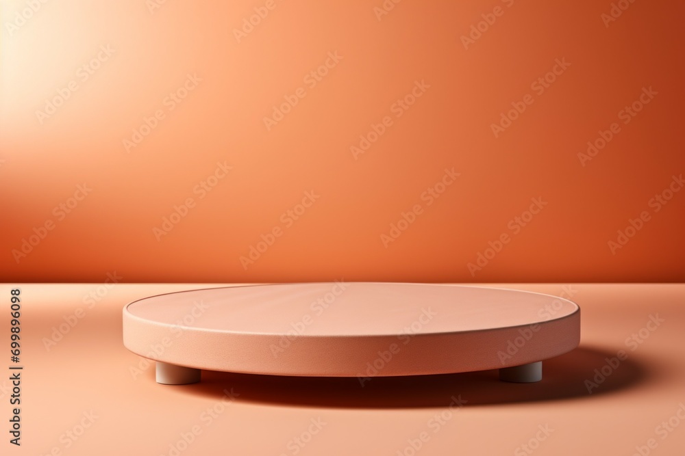 Poster mockup in trendy peach fuzz colors. background with selective focus and copy space