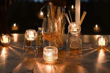 キャンドルとワイン