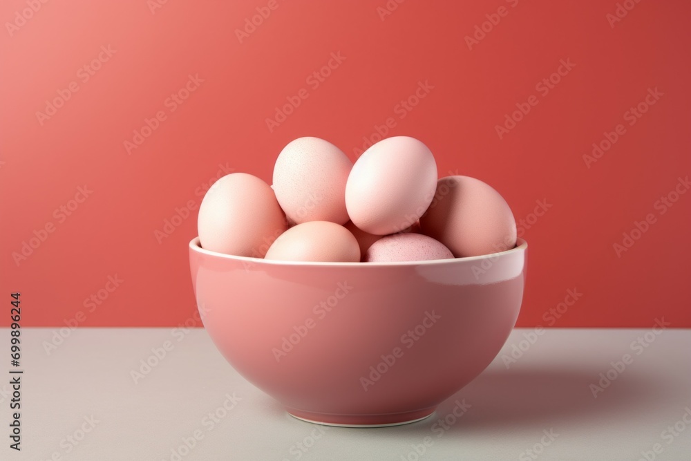 Poster eggs in trendy colors. background with selective focus and copy space