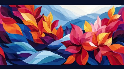 Colorful abstract floral vector art design