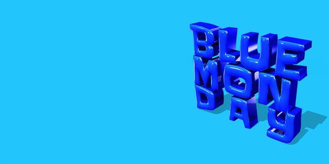 3D render blue monday text copy space 