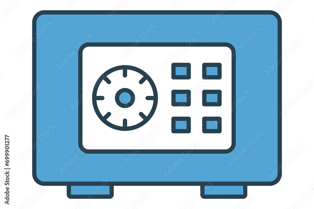 Poster safe box icon. icon related to secure storage of valuables. flat line icon style. element illustrati