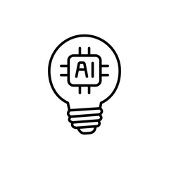 Ai bulb outline icons, minimalist vector illustration ,simple transparent graphic element .Isolated on white background