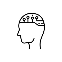 Artificial head outline icons, minimalist vector illustration ,simple transparent graphic element .Isolated on white background