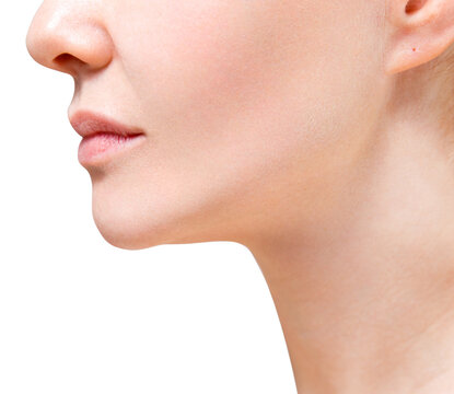 Female with beautiful chin isolated white png image