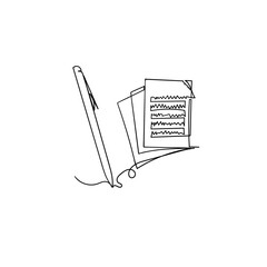 Continuous Line Drawing Books and Pencils. Back to School. Illustration Icon Vector