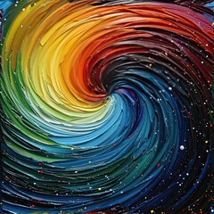 Swirling rainbow paint spiral abstract art