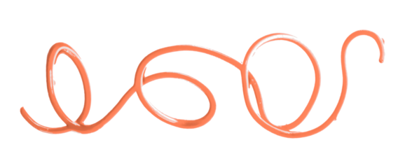 Orange watercolor painted zigzag lines isolated on transparent background.