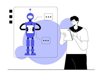Robotic interaction. Robotic technology illustrations.