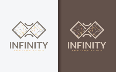 Infinity Marble Granite and Tiles Logo Design. Abstract Minimalist Granite Tiles with Infinity Shape Logo Concept. Vector Logo Illustration. - obrazy, fototapety, plakaty