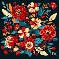 Antique Botanical Mosaic - Refined Floral Arrangement for Scarf Textiles